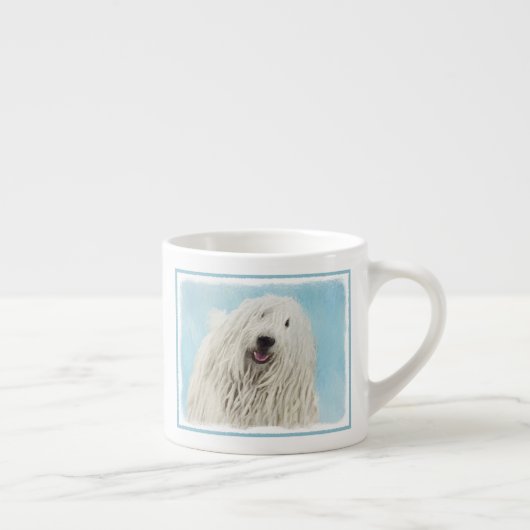 Komondor schilderen - Kute Original Dog Art Espresso Kop (Rechts)