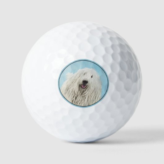 Komondor schilderen - Kute Original Dog Art Golfballen (Voorkant)