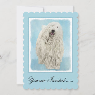 Komondor schilderen - Kute Original Dog Art Kaart