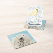 Komondor schilderen - Kute Original Dog Art Kartonnen Onderzetters (Insitu)