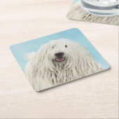 Komondor schilderen - Kute Original Dog Art Kartonnen Onderzetters (Schuin)