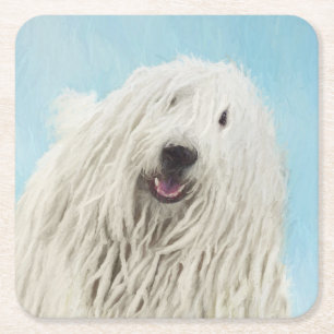 Komondor schilderen - Kute Original Dog Art Kartonnen Onderzetters