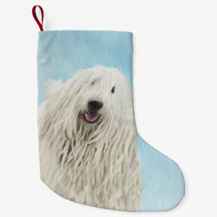 Komondor schilderen - Kute Original Dog Art Kleine Kerstsok