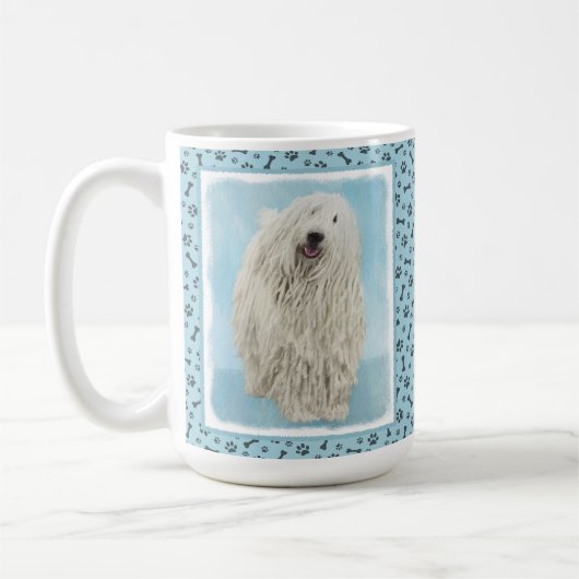 Komondor schilderen - Kute Original Dog Art Koffiemok (Links)