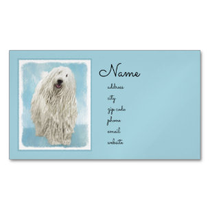 Komondor schilderen - Kute Original Dog Art Magnetisch Visitekaartje