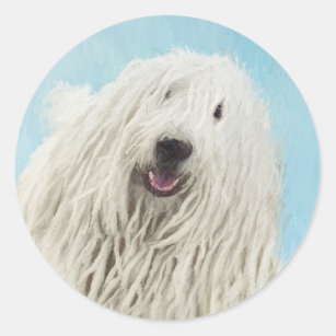 Komondor schilderen - Kute Original Dog Art Ronde Sticker