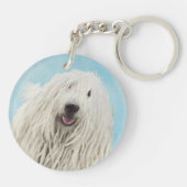 Komondor schilderen - Kute Original Dog Art Sleutelhanger (Achterkant)