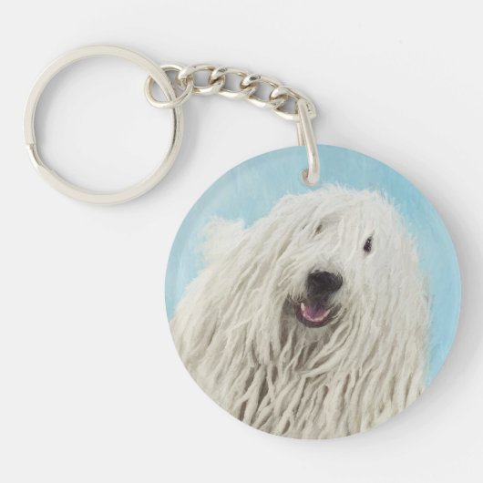 Komondor schilderen - Kute Original Dog Art Sleutelhanger (Voorkant)