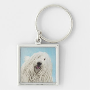 Komondor schilderen - Kute Original Dog Art Sleutelhanger