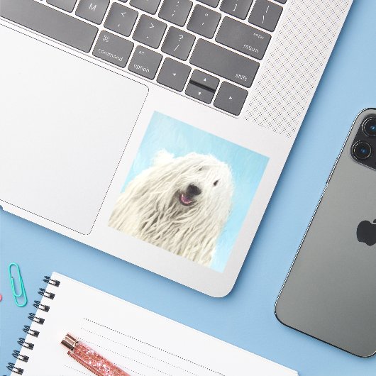 Komondor schilderen - Kute Original Dog Art Sticker (Laptop met iPhone)