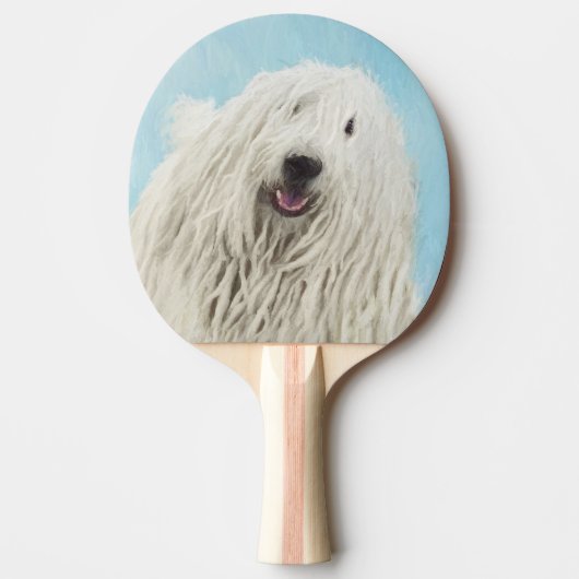 Komondor schilderen - Kute Original Dog Art Tafeltennisbatje (Voorkant)