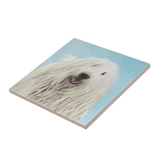 Komondor schilderen - Kute Original Dog Art Tegeltje (Zijkant)