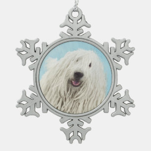 Komondor schilderen - Kute Original Dog Art Tin Sneeuwvlok Ornament