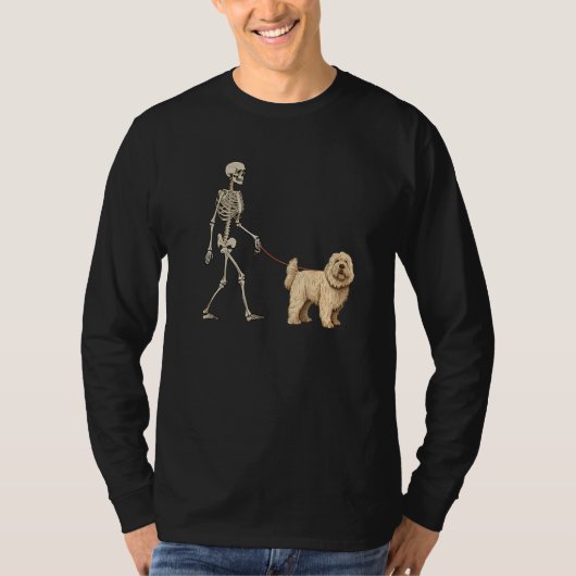 Komondor Skeleton Dog Walking Halloween Dog T-shirt (Voorkant)