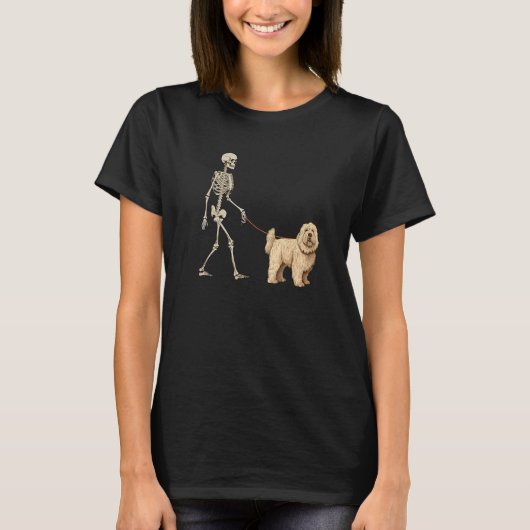 Komondor Skeleton Dog Walking Halloween Dog T-shirt (Voorkant)