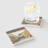 Komorebi - The Sun-Drenched Temple Stenen Onderzetter (Zijkant)