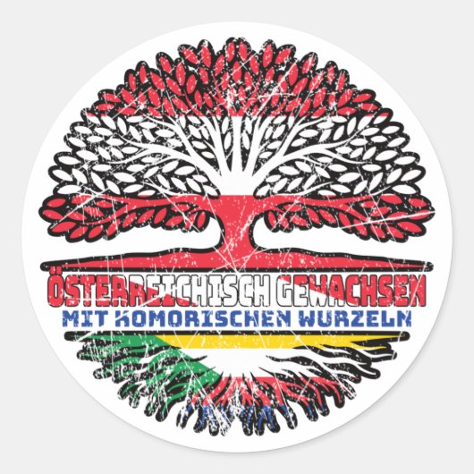 Komoren Komoren KomÖsterreichisch Österreich Baum Ronde Sticker (Voorkant)