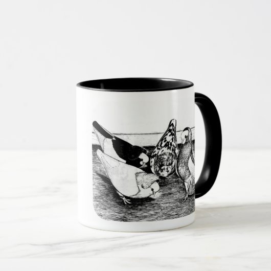 Komorner Tumbler Pigeon Quartet Mok (Voorkant rechts)