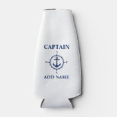 Kompas Anker Captain Naam toevoegen Bootnaam Wit Flesjeskoeler (Voorkant)