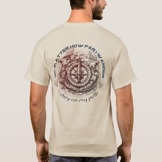 Kompas Avontuur Ontdekkingsreis T-shirt Casual Kle (Achterkant)