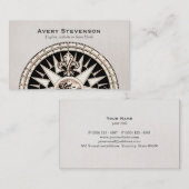  kompas beige linnen look finance visitekaartje (Voorkant / Achterkant)