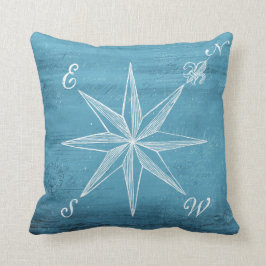  kompas blauwe kussen