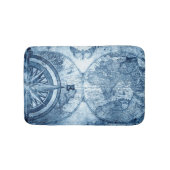  kompas | Blue Grunge Nautical Zee Chart Badmat (Voorkant)
