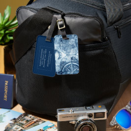  kompas | Blue Grunge Nautical Zee Chart Bagagelabel