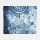  kompas | Blue Grunge Nautical Zee Chart Fleece Deken (Voorkant (Horizontaal))