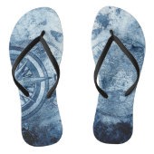  kompas | Blue Grunge Nautical Zee Chart Teenslippers (Voetbed)