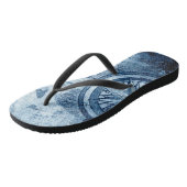 kompas | Blue Grunge Nautical Zee Chart Teenslippers (Schuin)