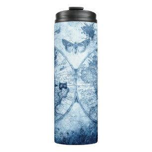 kompas   Blue Grunge Nautical Zee Chart Thermosbeker