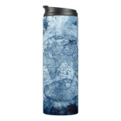 kompas | Blue Grunge Nautical Zee Chart Thermosbeker (Geroteerd rechts)