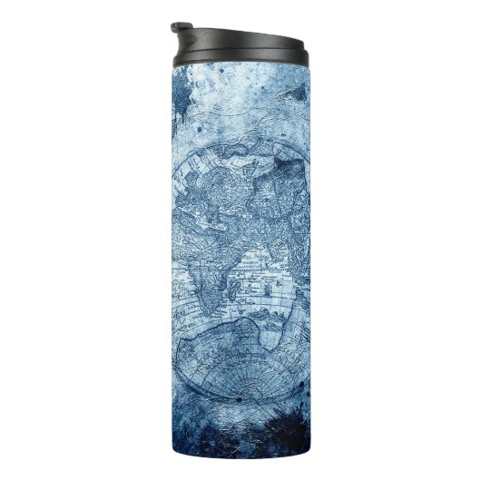  kompas | Blue Grunge Nautical Zee Chart Thermosbeker (Geroteerd rechts)