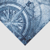  kompas | Blue Grunge Nautical Zee Chart Tissuepapier (Detail)