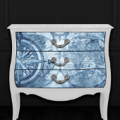 kompas | Blue Grunge Nautical Zee Chart Tissuepapier