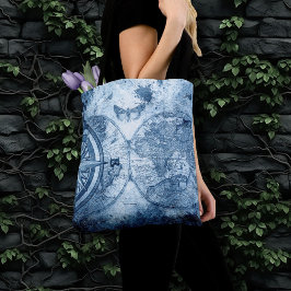  kompas | Blue Grunge Nautical Zee Chart Tote Bag