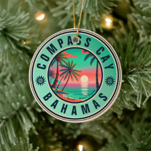 Kompas Cay Bahamas Retro Sunset Souvenir jaren 195 Keramisch Ornament
