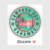 Kompas Cay Bahamas Retro Sunset Souvenir jaren 195 Sticker (Vel)