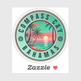 Kompas Cay Bahamas Retro Sunset Souvenir jaren 195 Sticker