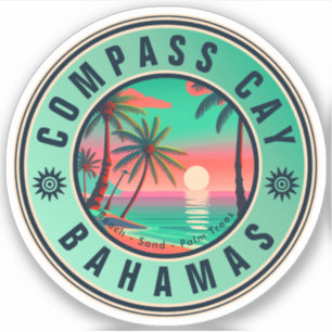 Kompas Cay Bahamas Retro Sunset Souvenir jaren 195 Sticker