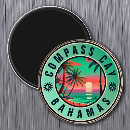 Kompas Cay Bahamas Retro Zeemeeuw Souvenir jaren 1 Magneet