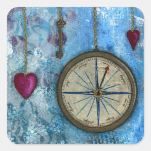 Kompas en harten stickers