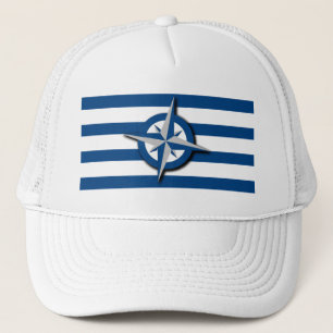 Kompas en Strepen Patroon Nautisch Geïnspireerd Trucker Pet
