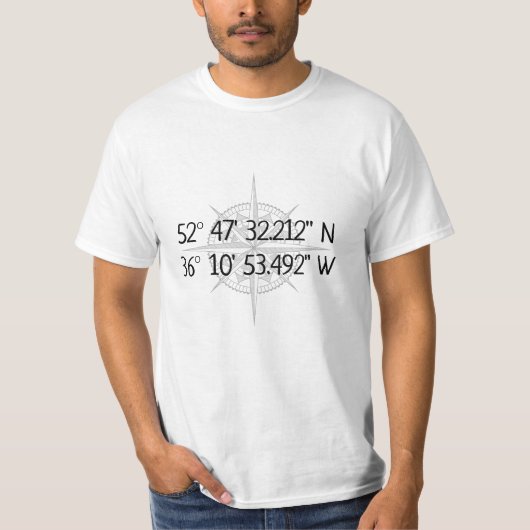 Kompas GPS Thuis Coördinaten T-shirt (Voorkant)