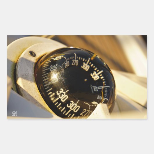 Kompas helpt navigeren en koer behouden. rechthoekige sticker (Voorkant)