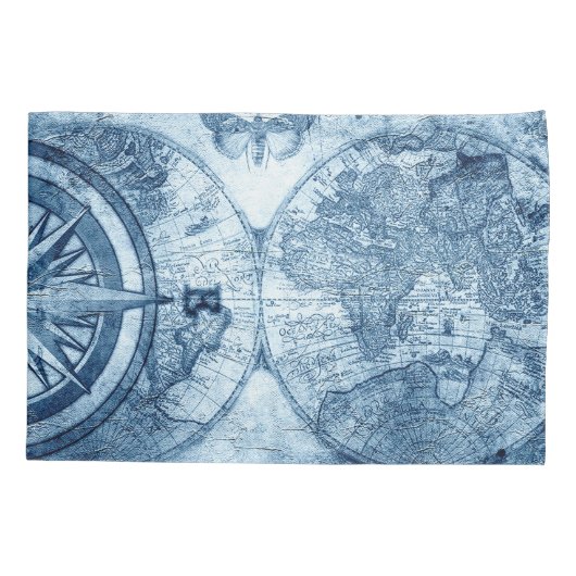  kompas | Nautisch overzicht van de blauwe boomgaa Kussensloop (Achterkant)