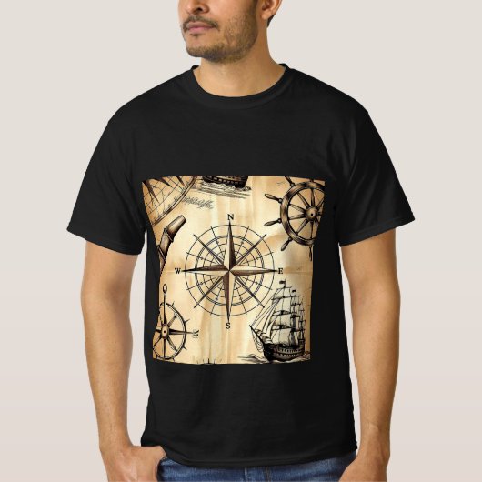 Kompas Navigatie Ontwerp T-shirt (Voorkant)