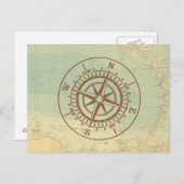 Kompas op de oude kaart voor zeevervoer (Voorkant / Achterkant)