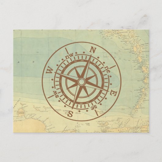 Kompas op de oude kaart voor zeevervoer (Voorkant)